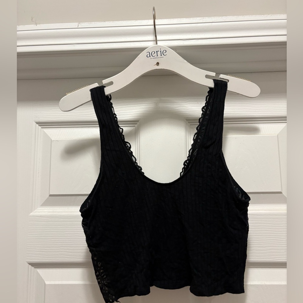 Aerie Black Lace Back Bra Top